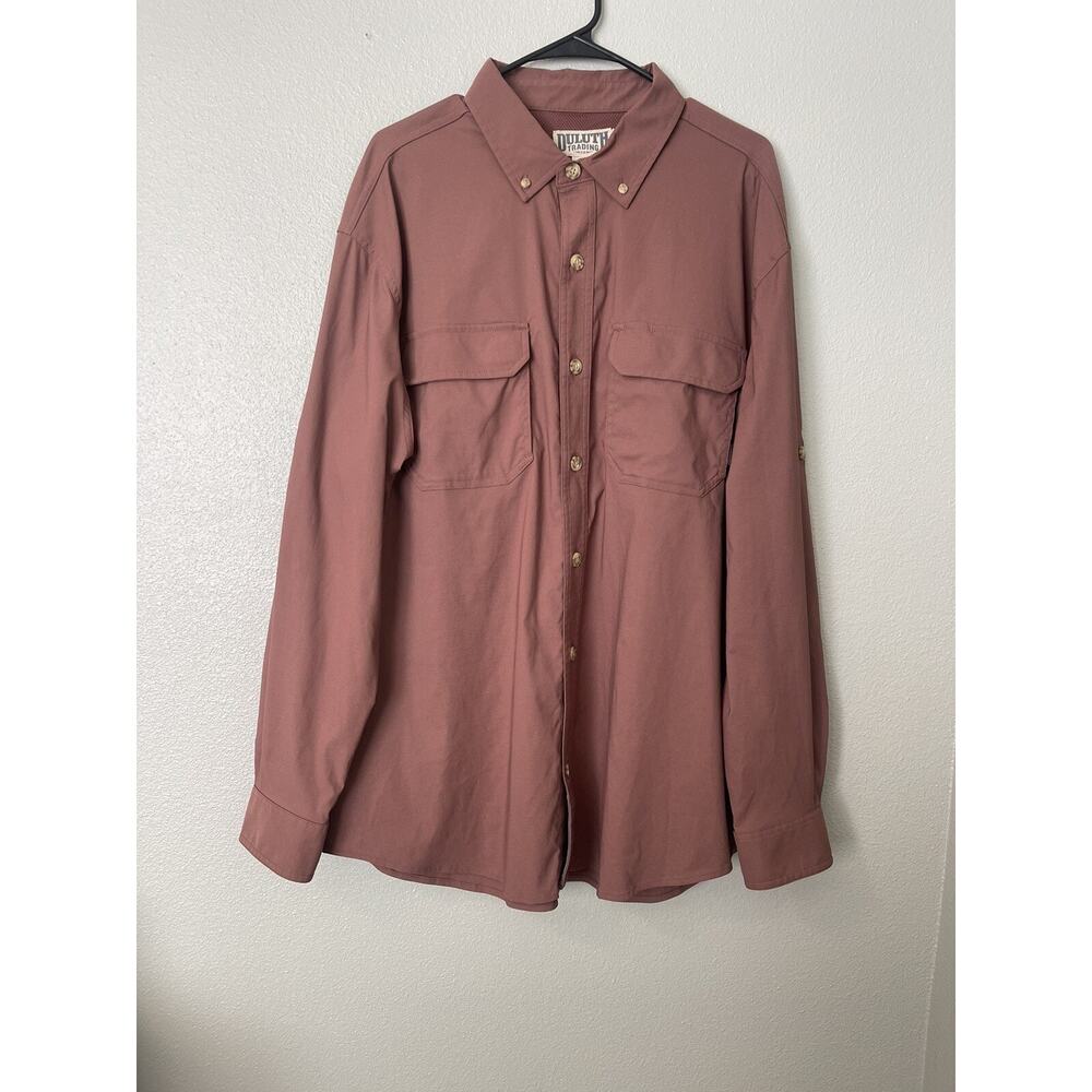 Duluth Trading‎ Co Mens Vented Mauve Long Sleeve Shirt Sz XL Button Up Sleeves